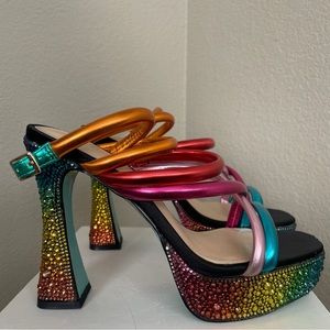 Betsy Johnson rainbow  rhynistone platforms. Never been worn